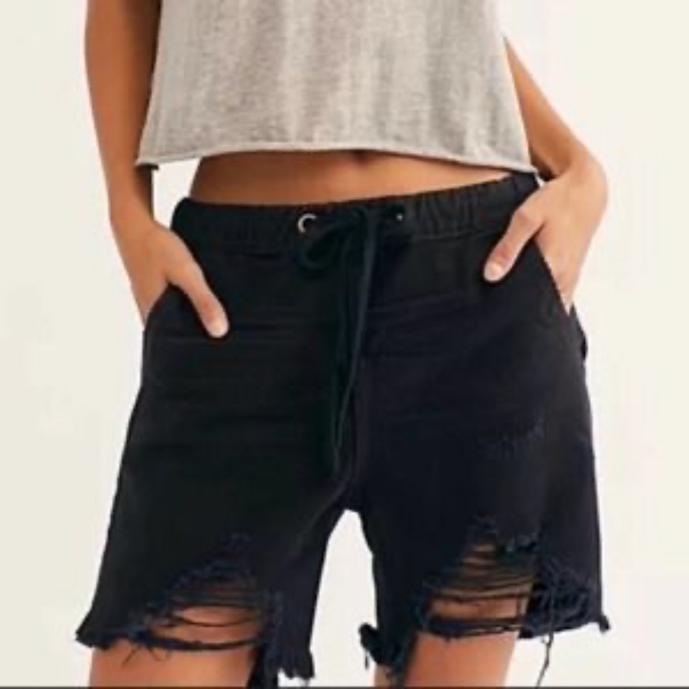 One Teaspoon Shabby Black Drawstring Shorts NWT